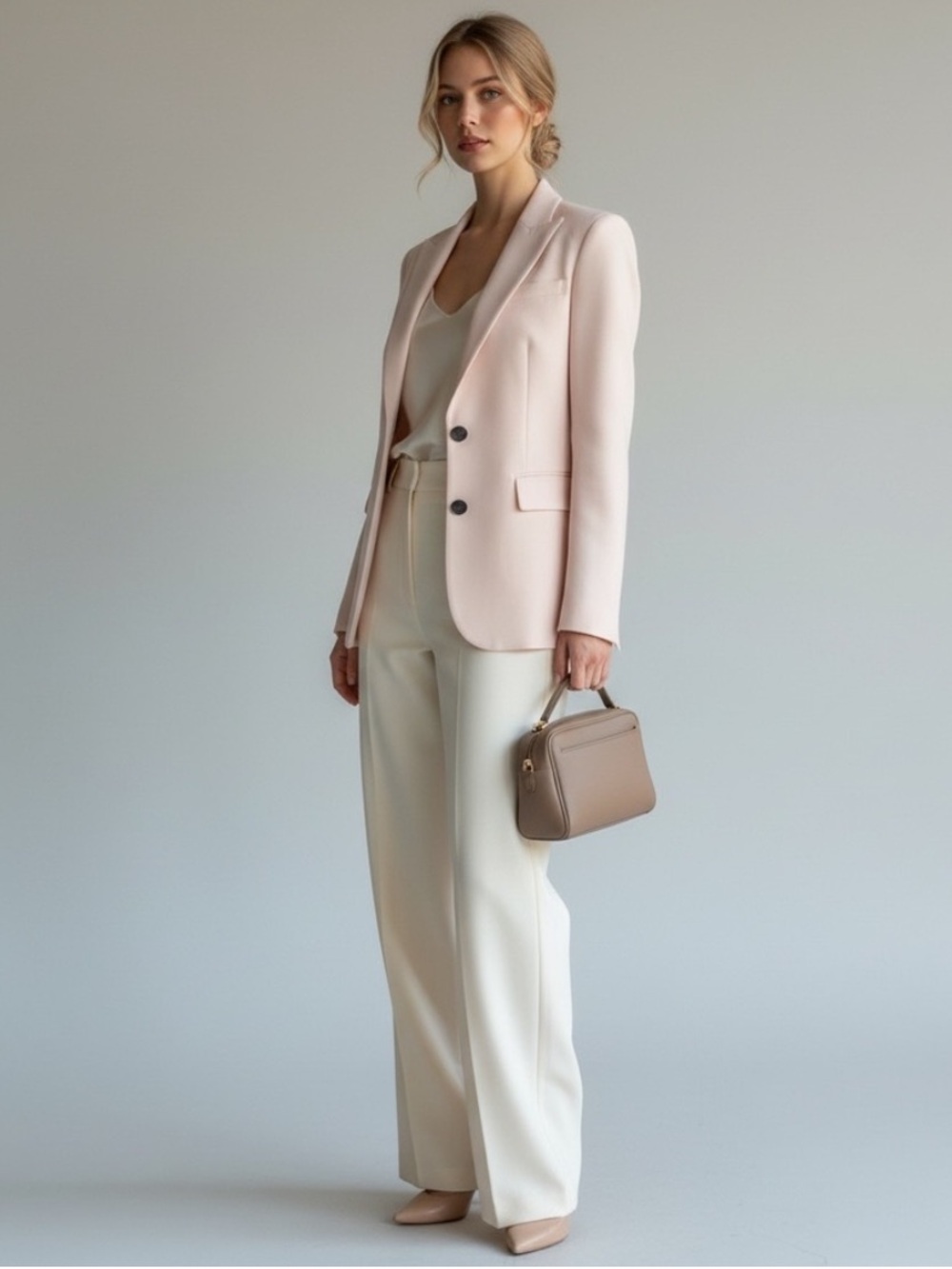 Loro Piana Silk & Virgin Wool Blazer Light Cream Pink It 42